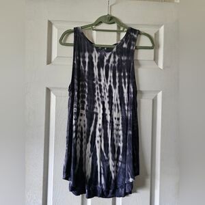 Navy and White Tie-Dye Tank Top